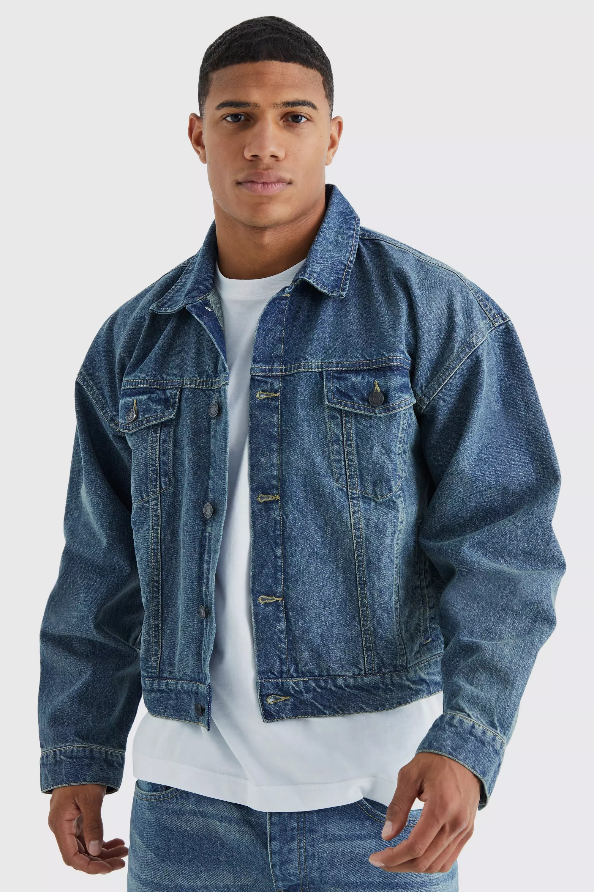 Men's fitted hot sale jean jacket